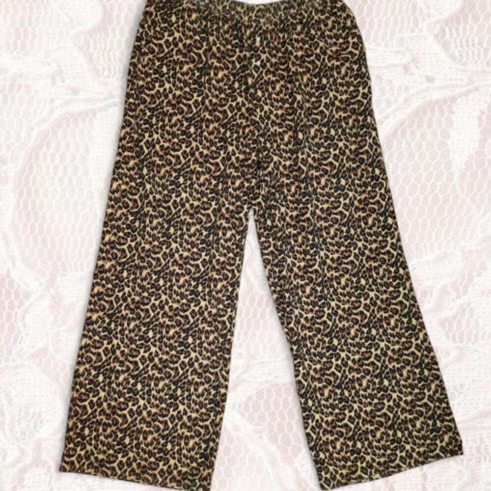 Aerie Off-Duty Flannel Trouser PJ Leopard Print XL Long